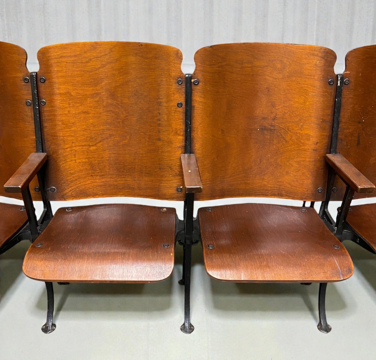 Home & Living > Furniture - 5 Vintage Wood Folding Theater Seats, Auditorium Seats, Entryway Bench, E24 by The Old Grainer...