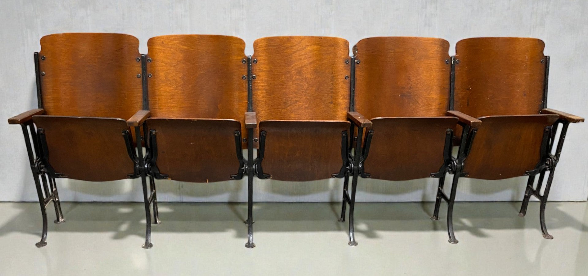 Home & Living > Furniture - 5 Vintage Wood Folding Theater Seats, Auditorium Seats, Entryway Bench, E24 by The Old Grainer...