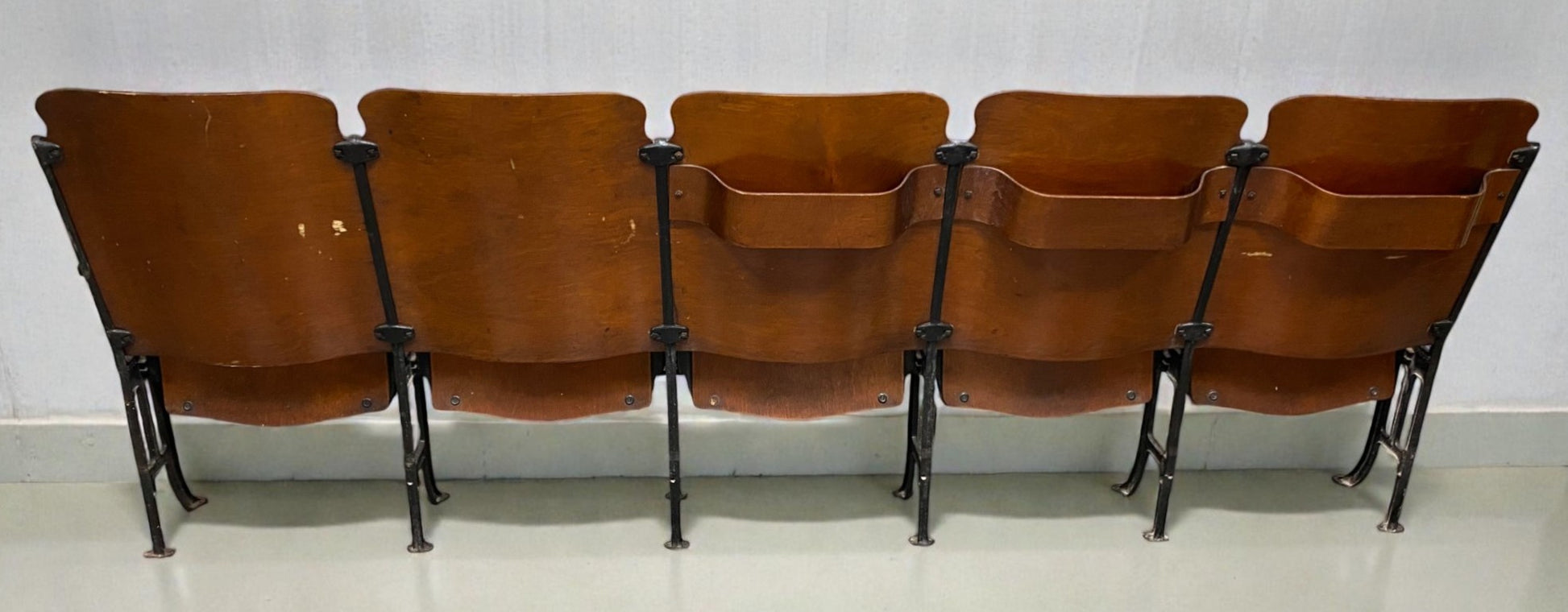 Home & Living > Furniture - 5 Vintage Wood Folding Theater Seats, Auditorium Seats, Entryway Bench, E24 by The Old Grainer...