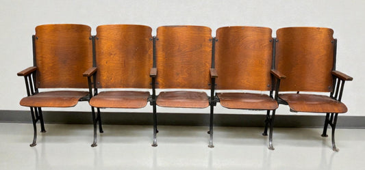 Home & Living > Furniture - 5 Vintage Wood Folding Theater Seats, Auditorium Seats, Entryway Bench, E26 by The Old Grainer...