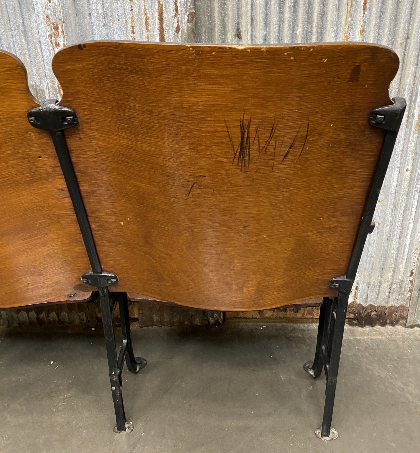 3 Vintage Wood Folding Theater Seats, Auditorium Seats, Entryway Bench, E27