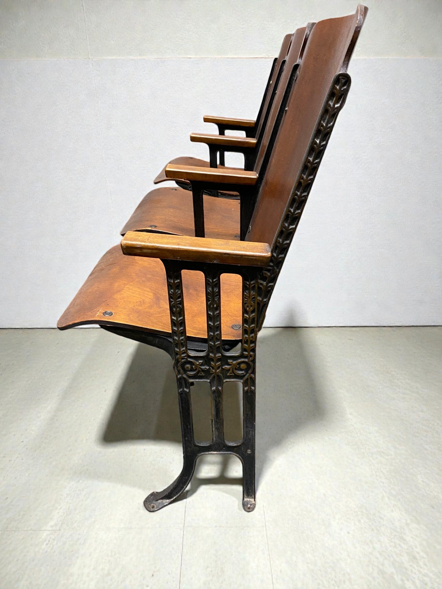 Theater Seats - 3 Vintage Wood Folding Theater Seats, Auditorium Seats, Entryway Bench, E28 by The Old Grainery (art deco,...