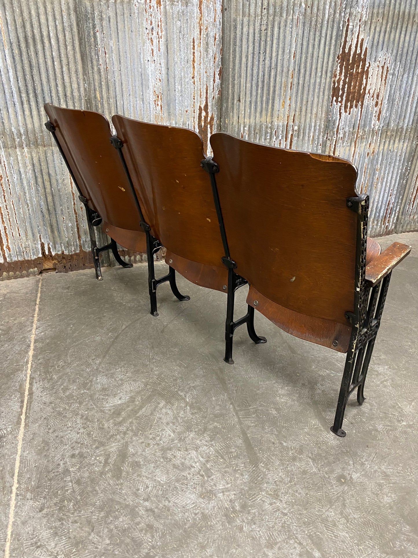 Theater Seats - 3 Vintage Wood Folding Theater Seats, Auditorium Seats, Entryway Bench, E29 by The Old Grainery (art deco,...