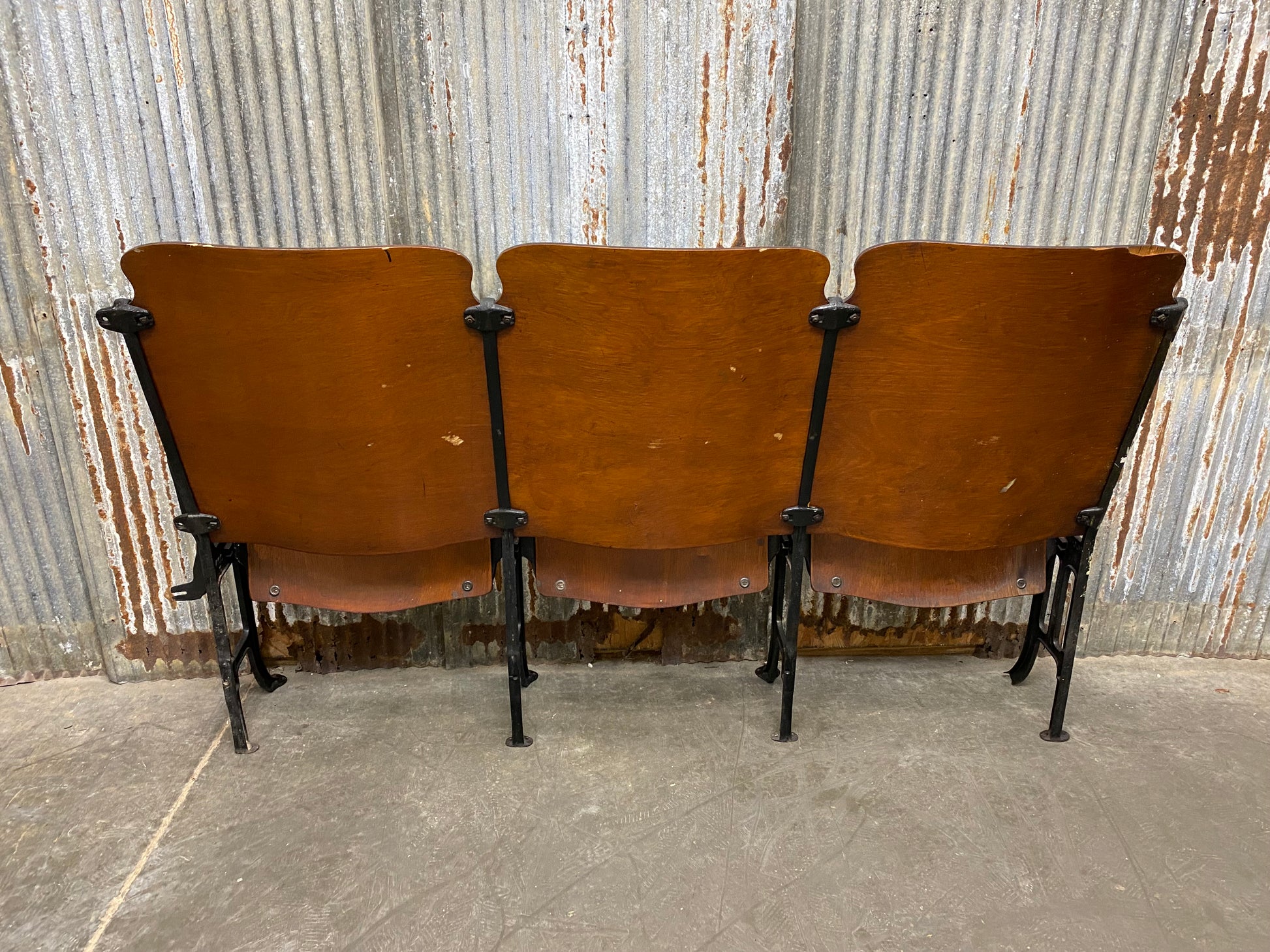 Theater Seats - 3 Vintage Wood Folding Theater Seats, Auditorium Seats, Entryway Bench, E29 by The Old Grainery (art deco,...