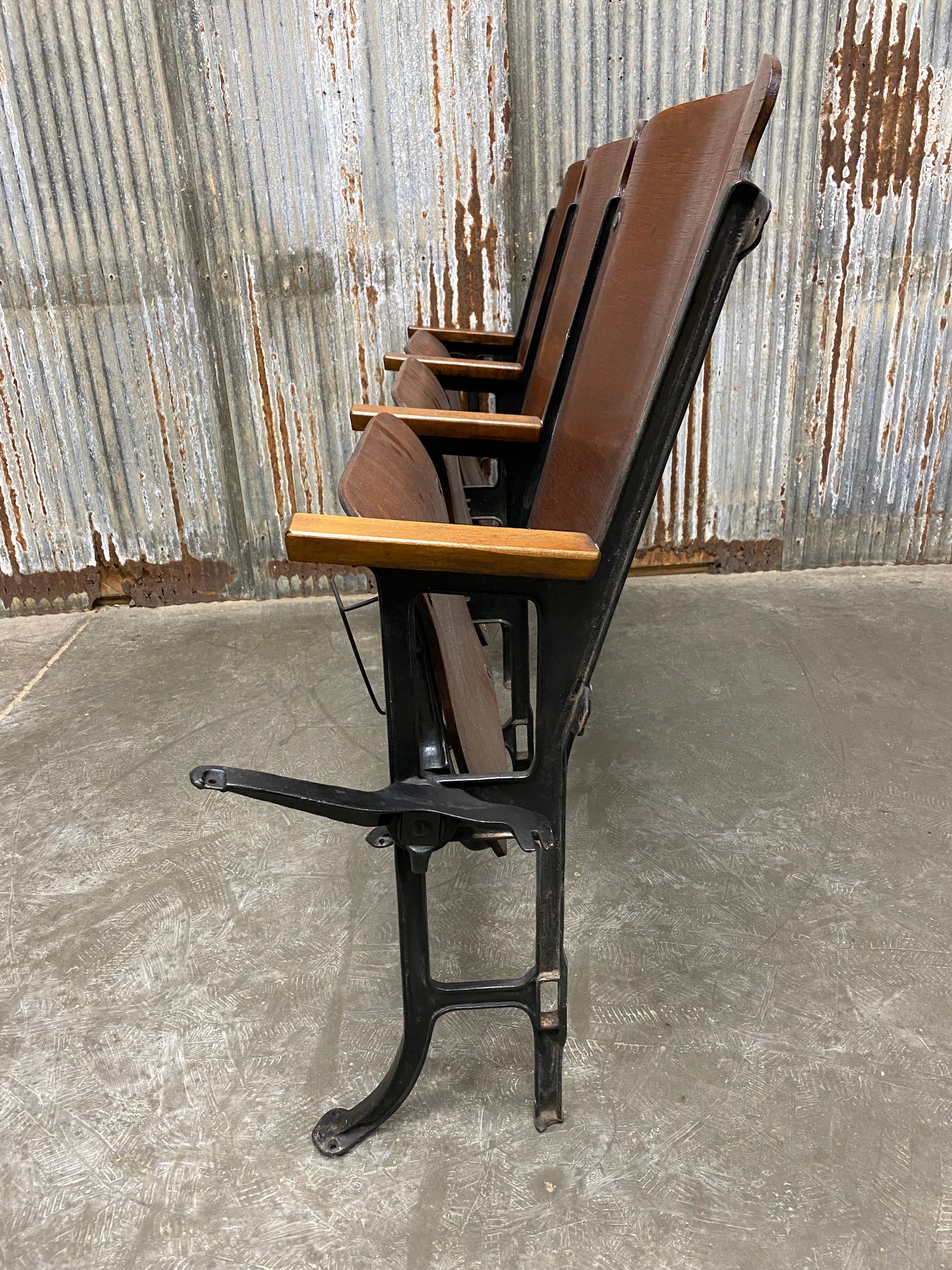 Theater Seats - 3 Vintage Wood Folding Theater Seats, Auditorium Seats, Entryway Bench, E29 by The Old Grainery (art deco,...