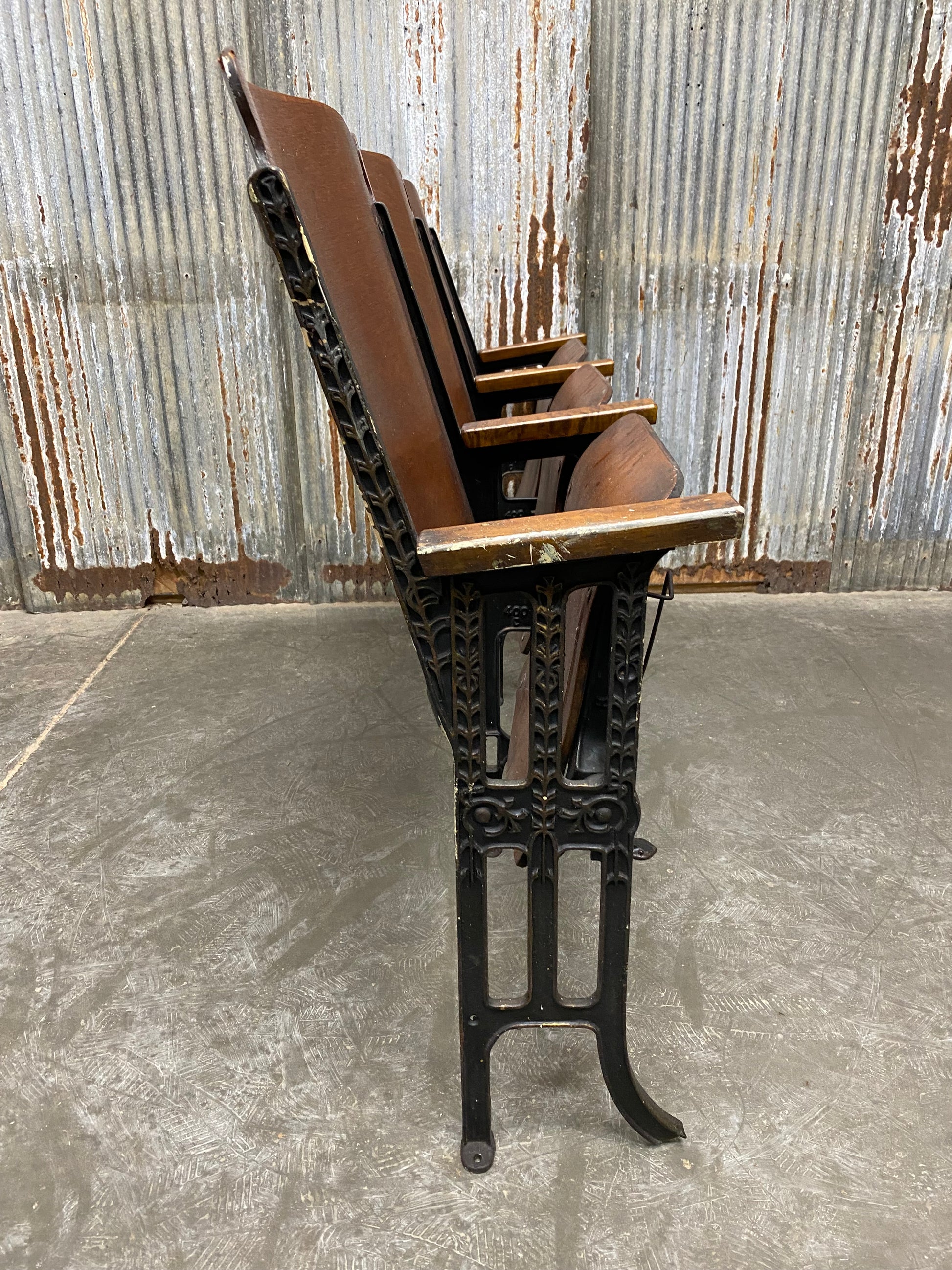 Theater Seats - 3 Vintage Wood Folding Theater Seats, Auditorium Seats, Entryway Bench, E29 by The Old Grainery (art deco,...