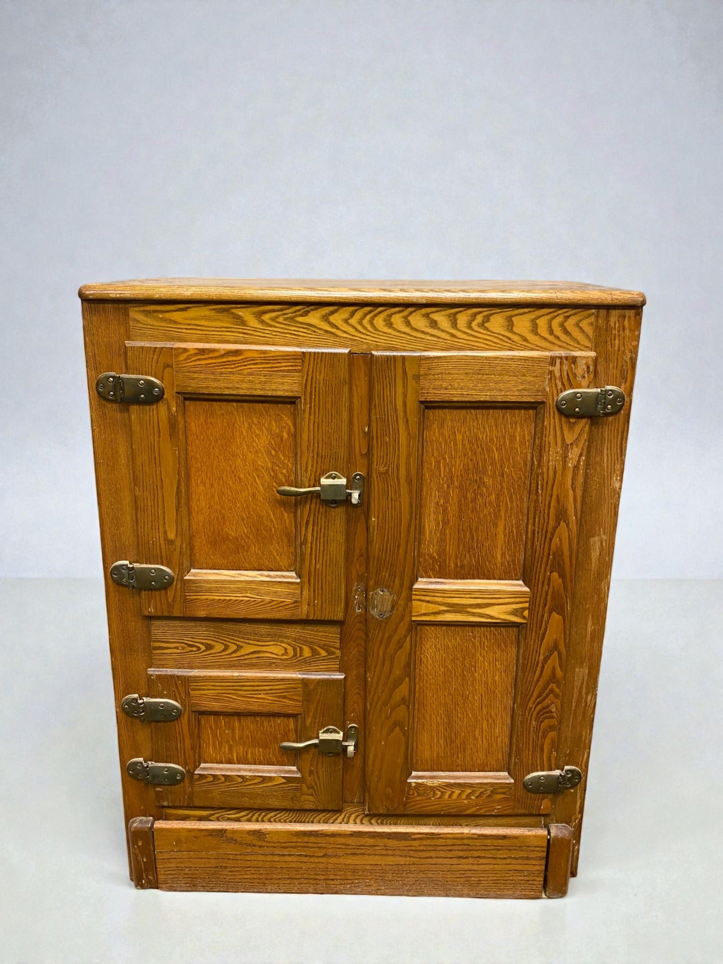 Kitchen Appliance - Antique Oak Ice Box Refrigerator Rustic Farmhouse 3 Door Icebox Cabinet 1920s by The Old Grainery (Coo...