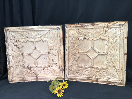Ceiling Tin - 2 Ceiling Tin Panels, Vintage Reclaimed Molding Architectural Salvage A53 by The Old Grainery (2 panels, Any...