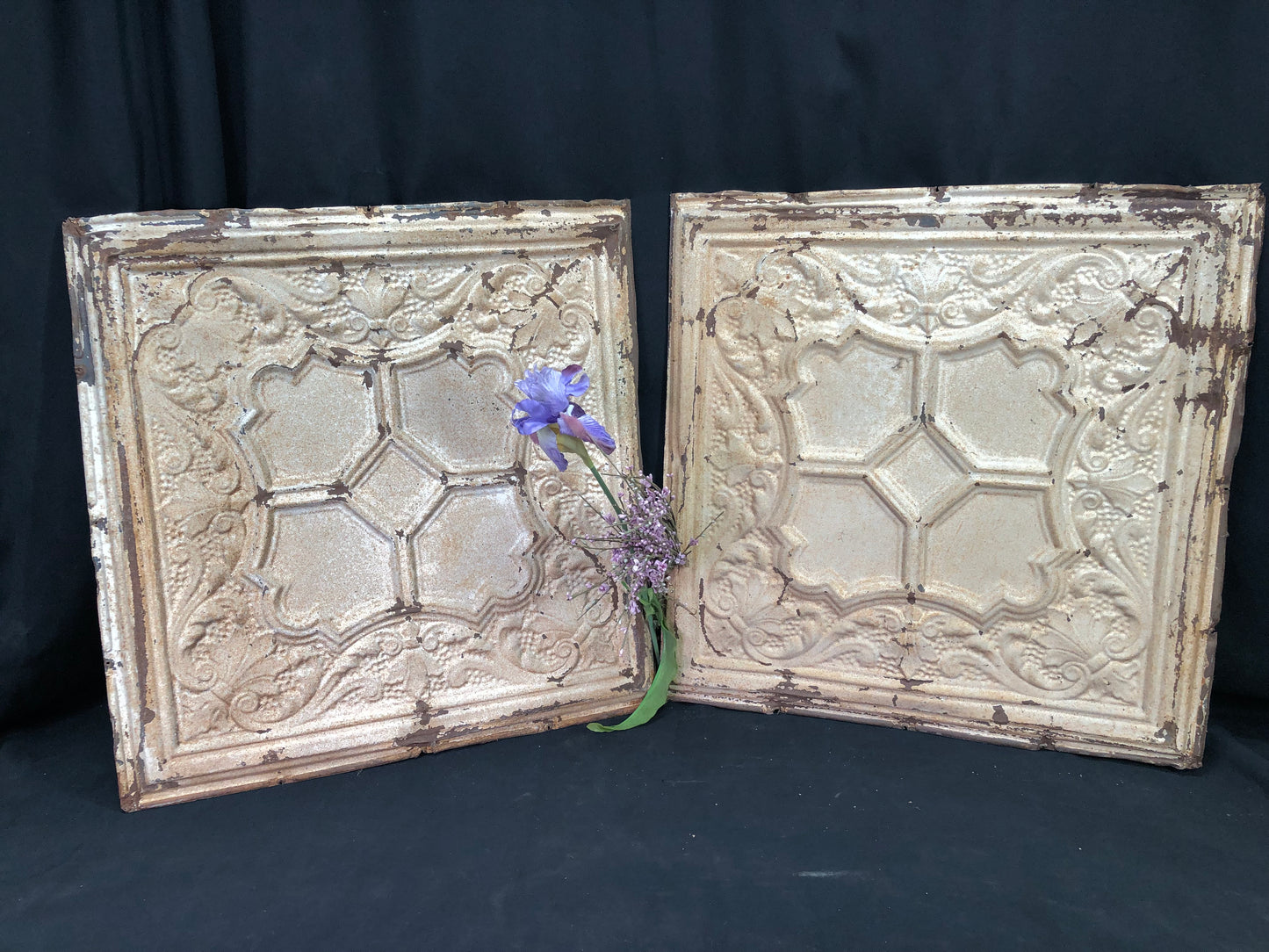 Ceiling Tin - 2 Ceiling Tin Panels, Vintage Reclaimed Molding Architectural Salvage A54 by The Old Grainery (Adults, Any R...