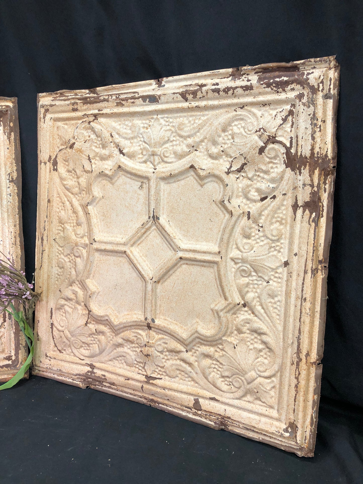 Ceiling Tin - 2 Ceiling Tin Panels, Vintage Reclaimed Molding Architectural Salvage A54 by The Old Grainery (Adults, Any R...