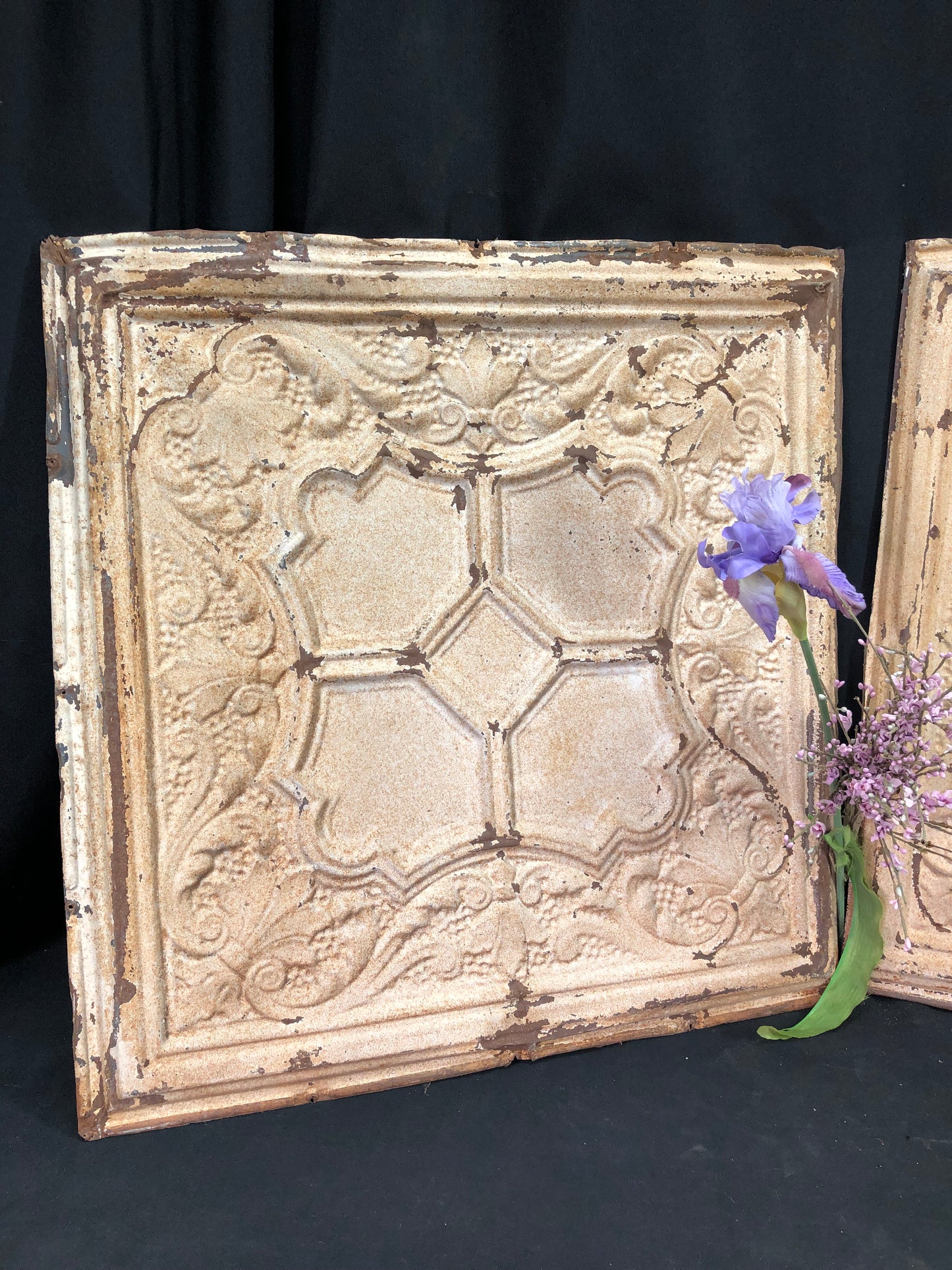 Ceiling Tin - 2 Ceiling Tin Panels, Vintage Reclaimed Molding Architectural Salvage A54 by The Old Grainery (Adults, Any R...