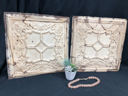 Ceiling Tin - 2 Ceiling Tin Panels, Vintage Reclaimed Molding Architectural Salvage A56 by The Old Grainery (Any Room, Bei...
