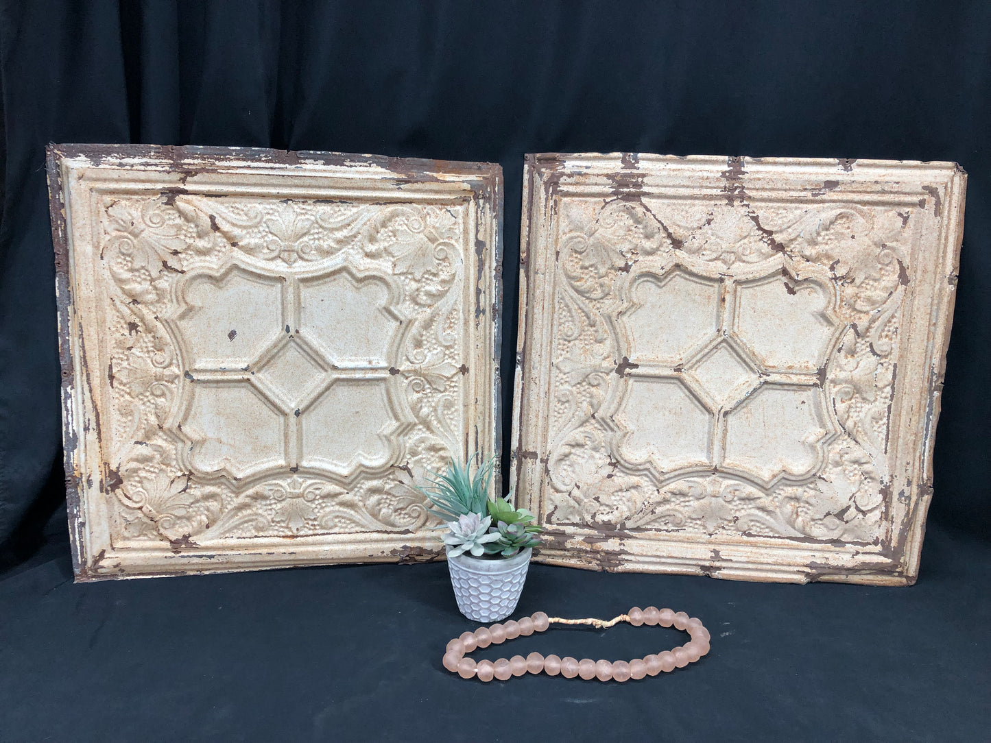 Ceiling Tin - 2 Ceiling Tin Panels, Vintage Reclaimed Molding Architectural Salvage A56 by The Old Grainery (Any Room, Bei...