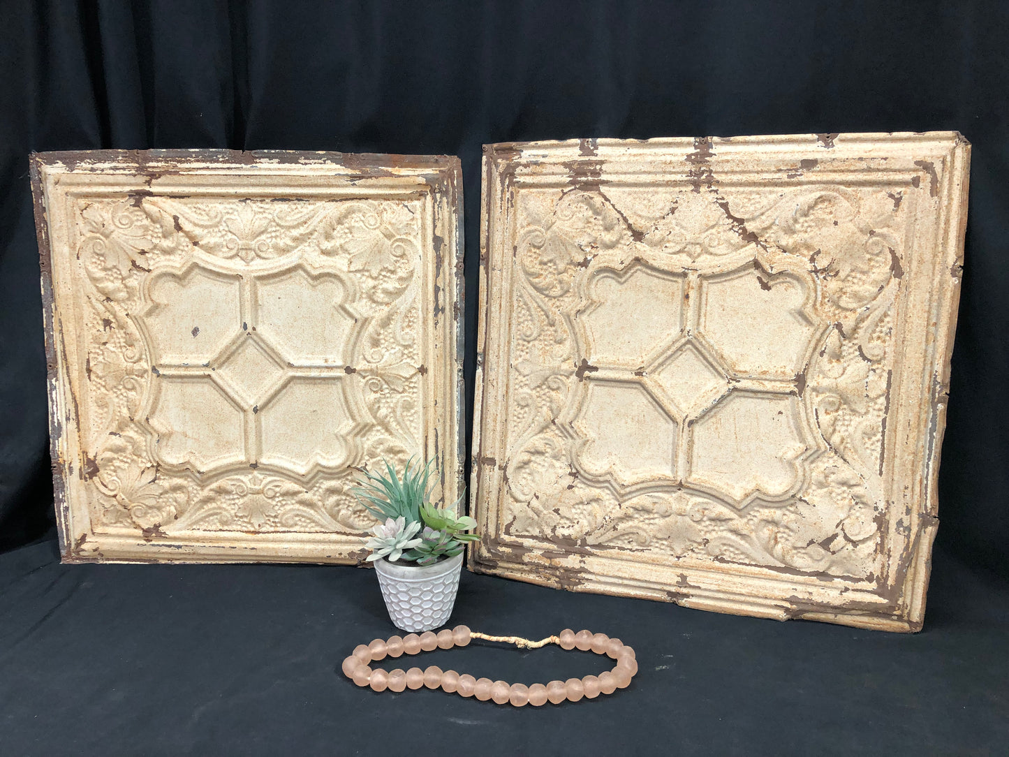Ceiling Tin - 2 Ceiling Tin Panels, Vintage Reclaimed Molding Architectural Salvage A56 by The Old Grainery (Any Room, Bei...