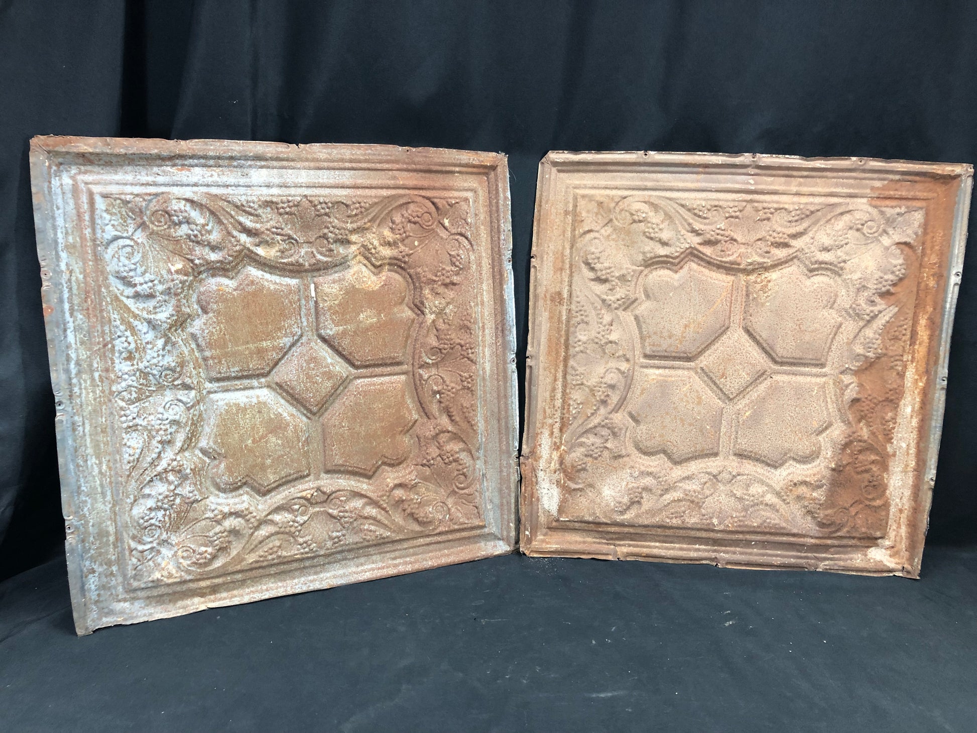 Ceiling Tin - 2 Ceiling Tin Panels, Vintage Reclaimed Molding Architectural Salvage A56 by The Old Grainery (Any Room, Bei...