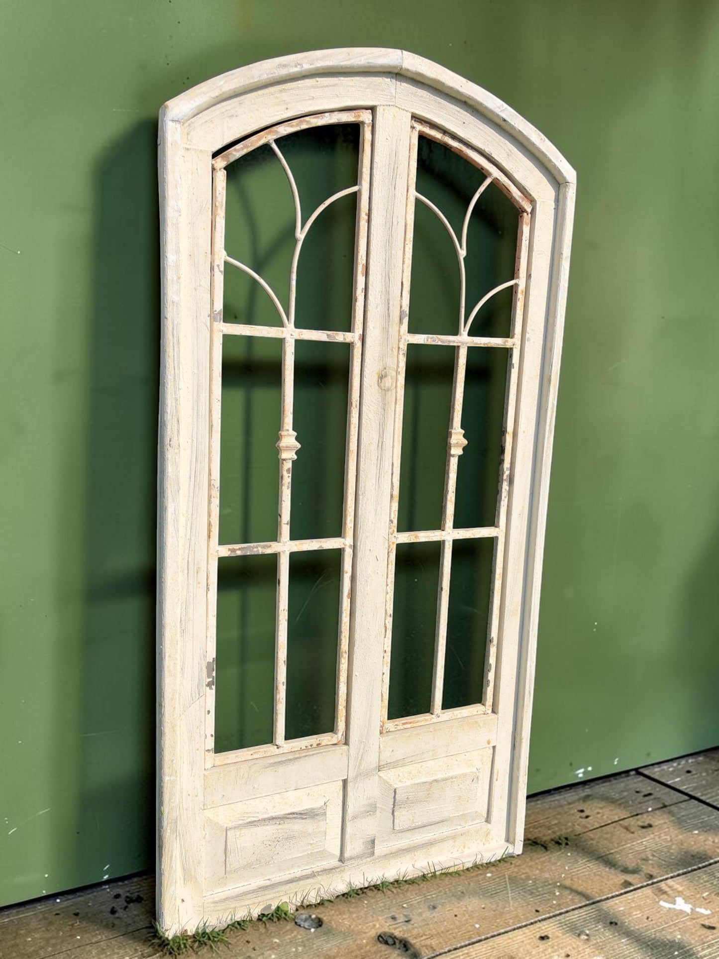 Double Paneled Wood Metal Window Frame, Farmhouse Decor, Distressed Wall Accent