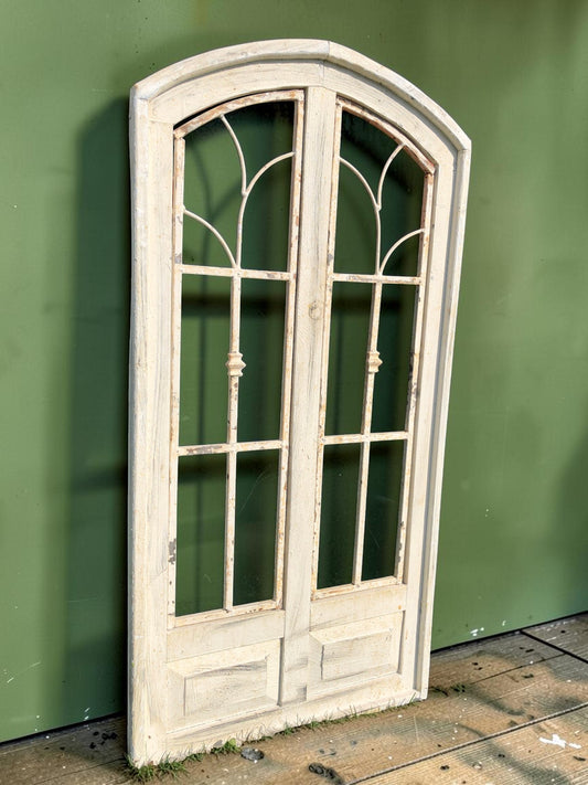 Double Paneled Wood Metal Window Frame, Farmhouse Decor, Distressed Wall Accent
