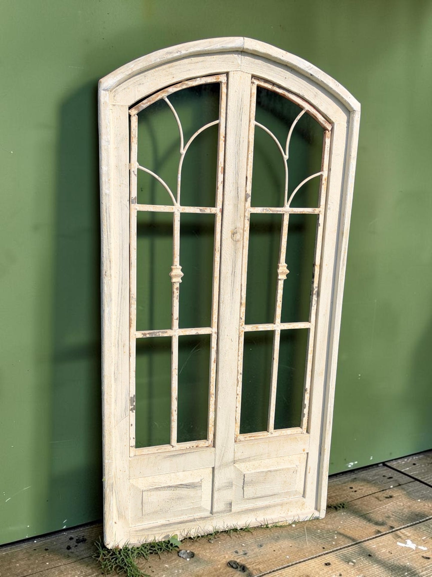 Double Paneled Wood Metal Window Frame, Farmhouse Decor, Distressed Wall Accent