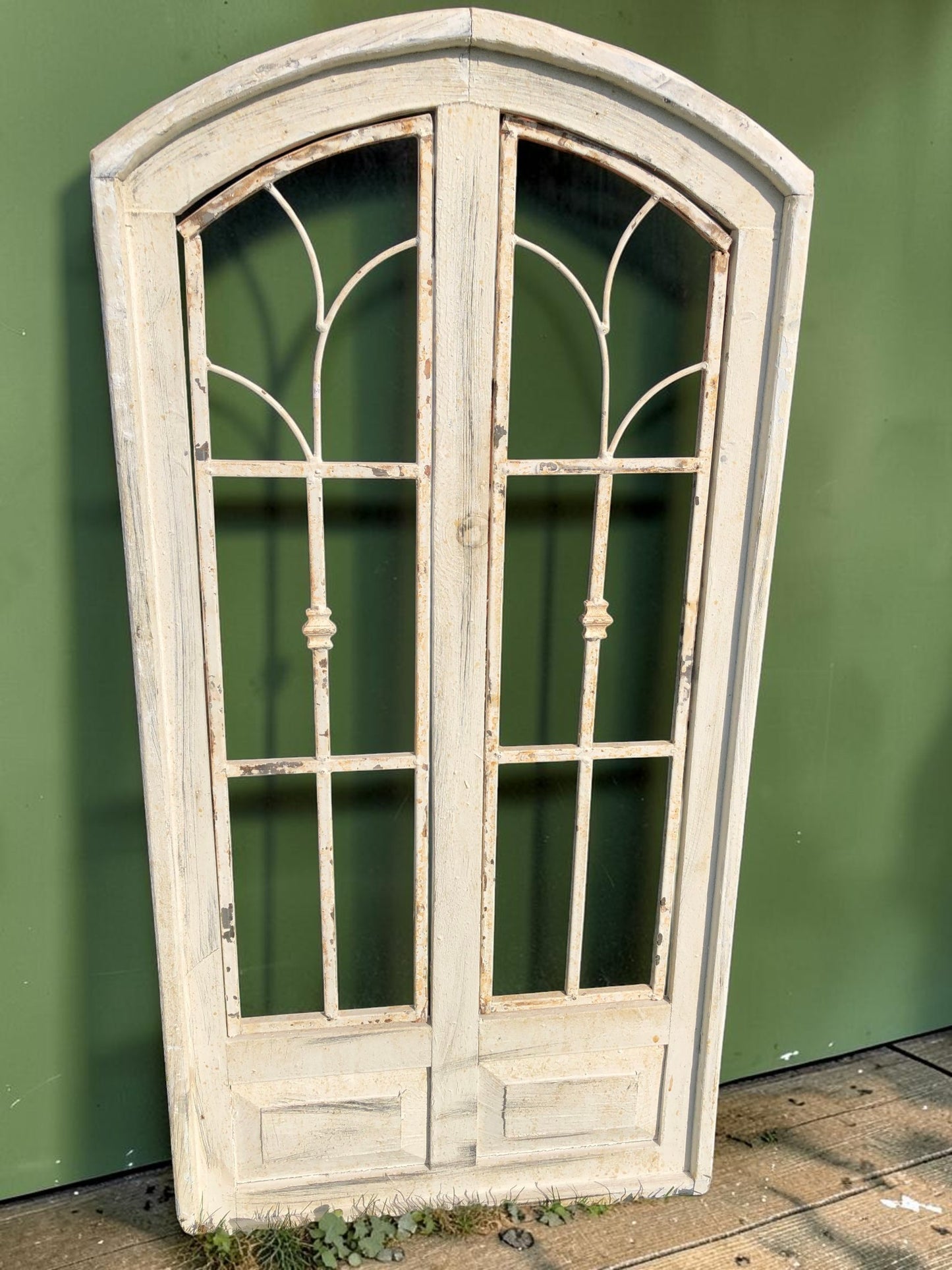 Double Paneled Wood Metal Window Frame, Farmhouse Decor, Distressed Wall Accent