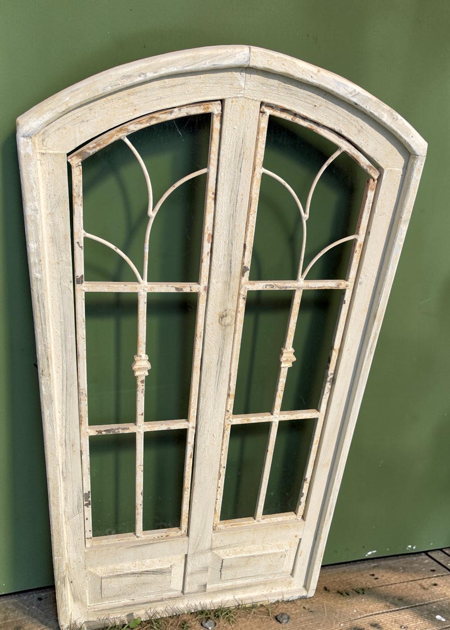 Double Paneled Wood Metal Window Frame, Farmhouse Decor, Distressed Wall Accent