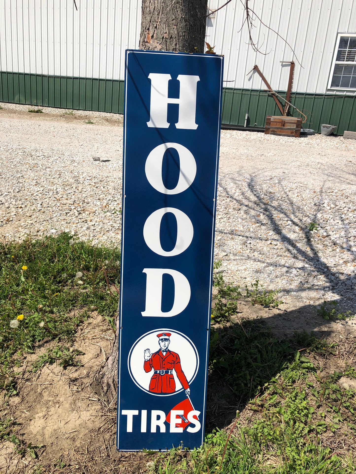 Hood Tires Porcelain Metal Sign, Hood Tires Advertising sign, Gas Station Sign