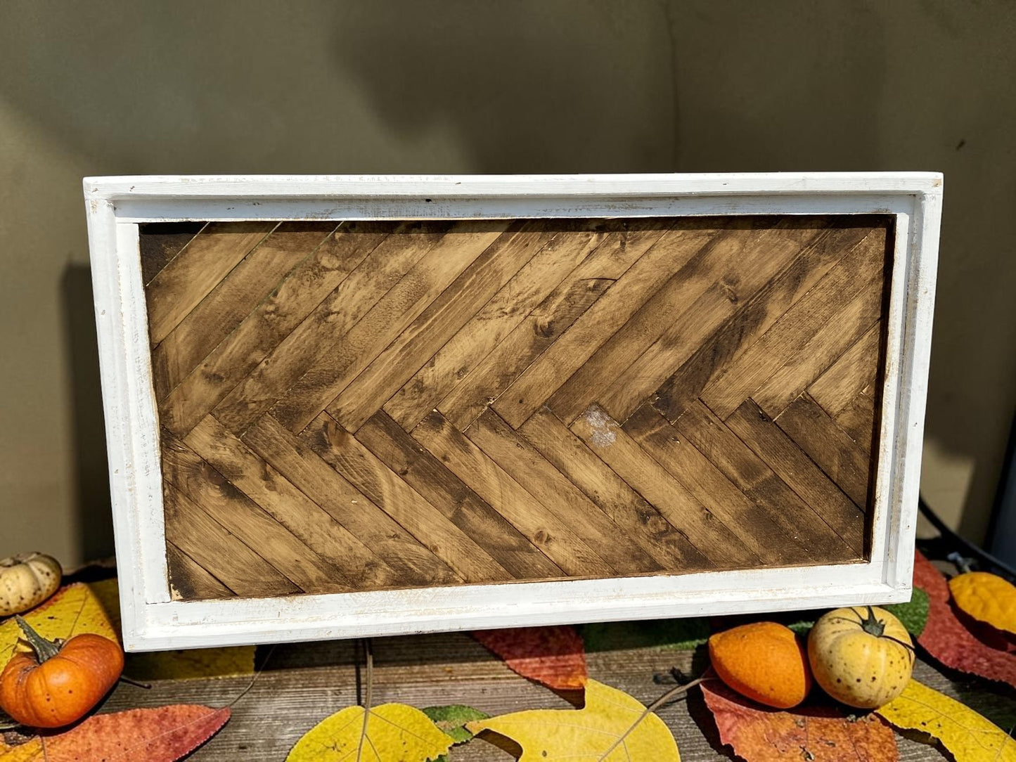 Rustic Herringbone Wood Wall Art, Farmhouse Wooden Panel, Modern Rustic Accent