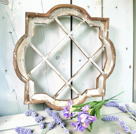 Windows - Brown Wine Rack Window Frame, Wooden Decorative Panel, Rustic Farmhouse Decor by The Old Grainery (Brown, decora...
