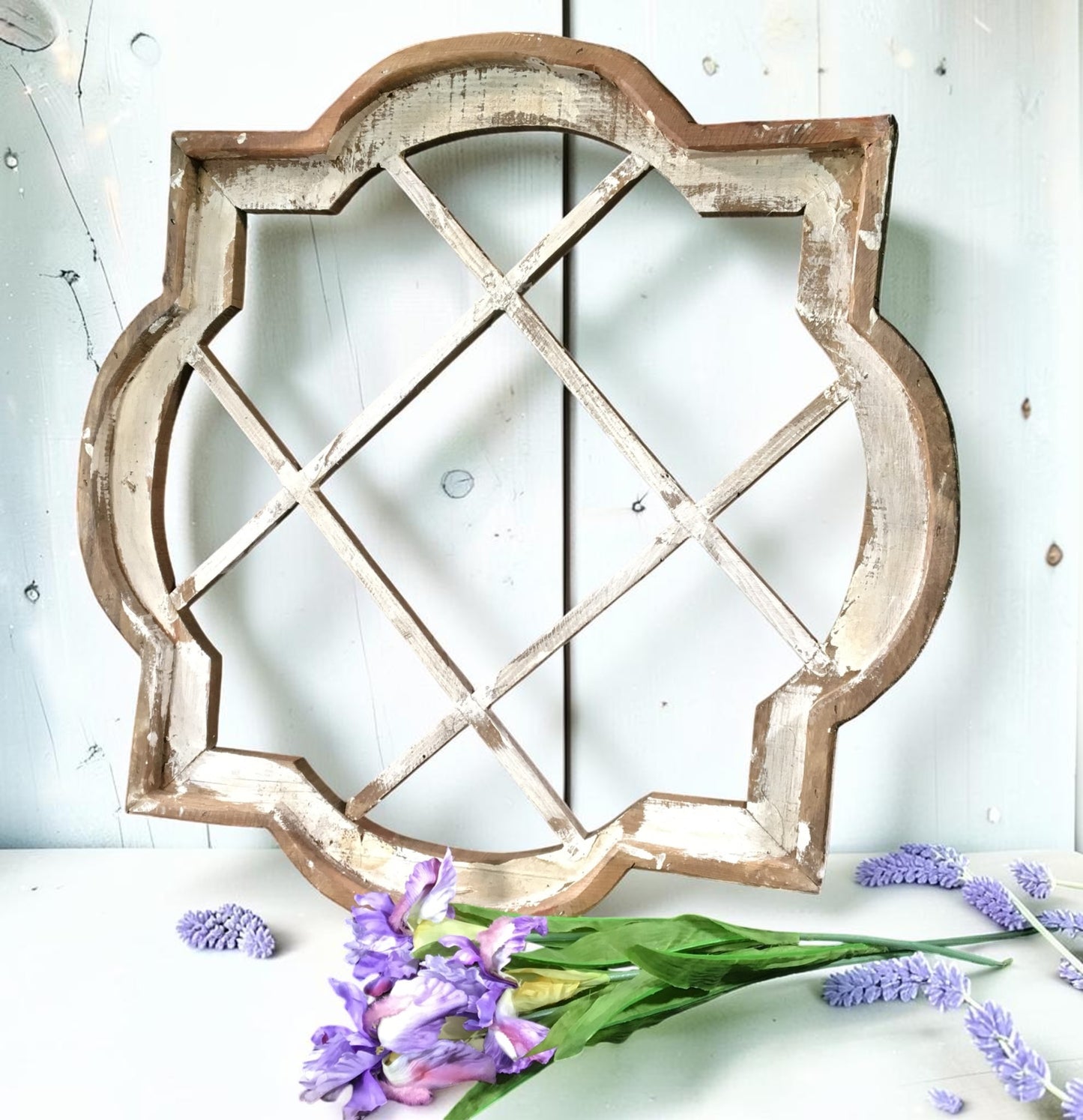 Windows - Brown Wine Rack Window Frame, Wooden Decorative Panel, Rustic Farmhouse Decor by The Old Grainery (Brown, decora...