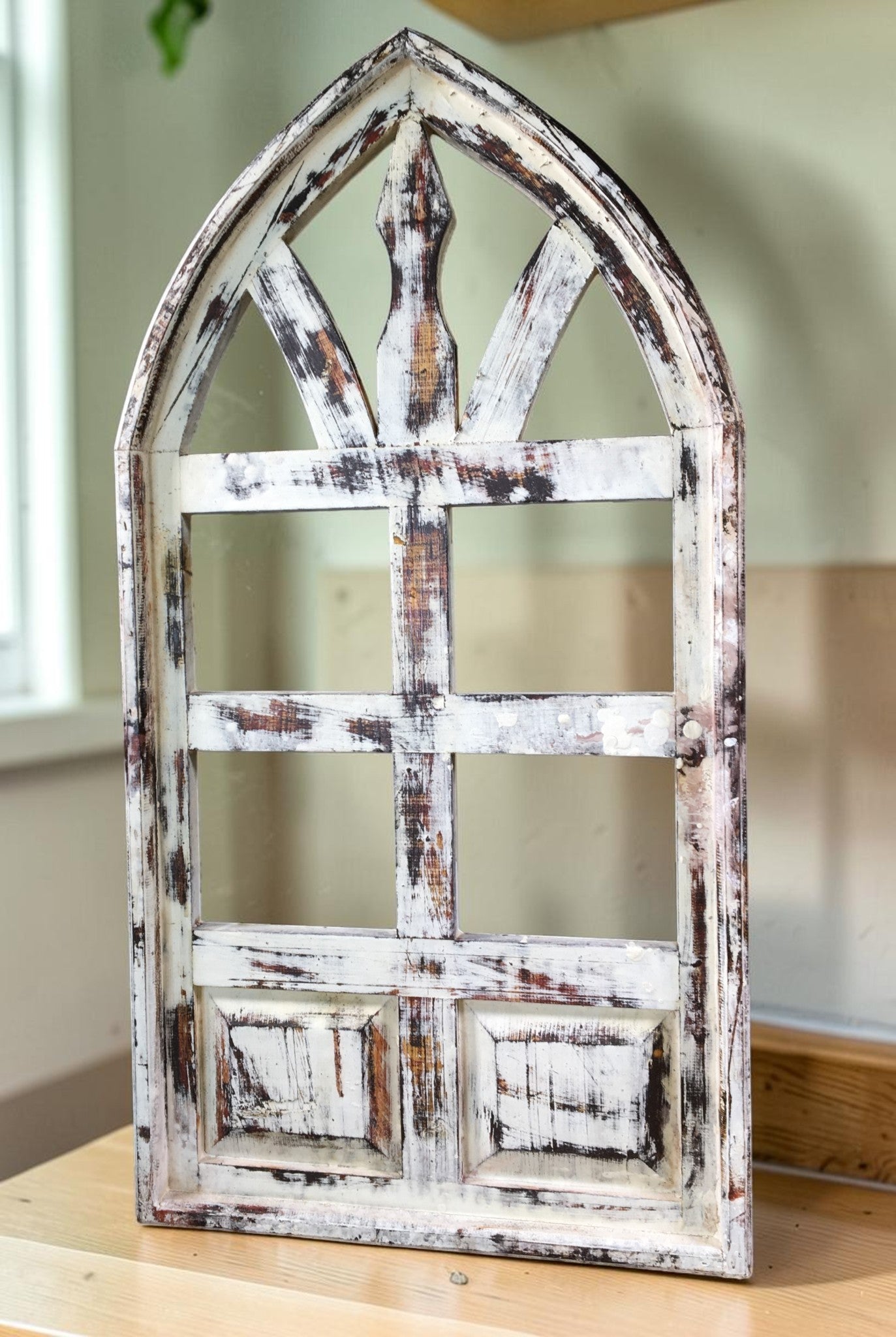 Windows - Arched French Country Distressed Window Frame (19.5x38) Rustic Shabby Chic by The Old Grainery (arched window, C...