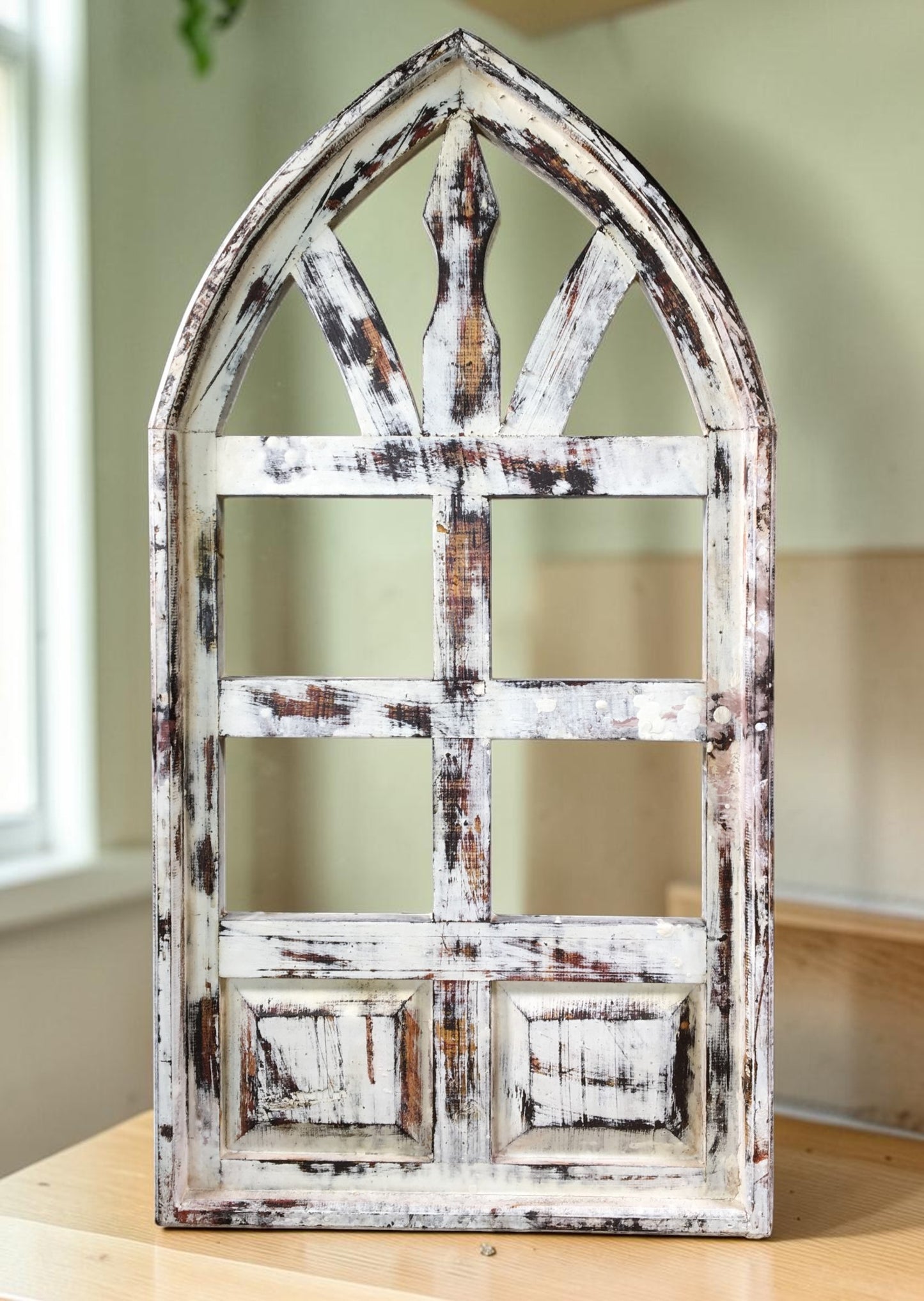 Windows - Arched French Country Distressed Window Frame (19.5x38) Rustic Shabby Chic by The Old Grainery (arched window, C...