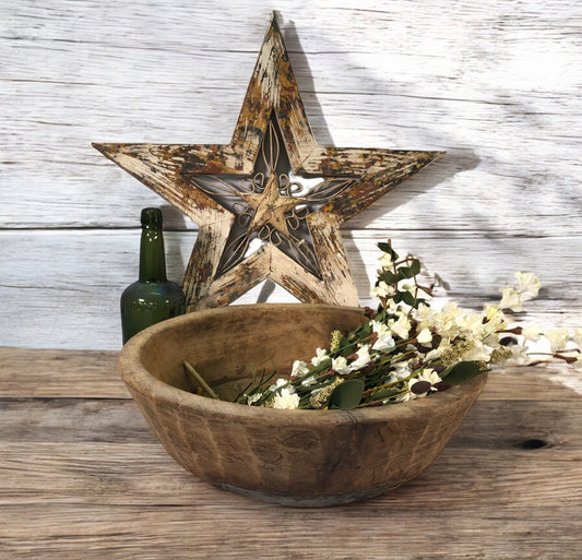 Bread Bowl - Small Round Wood Bowl, Rustic Farmhouse Table Decor, Carved Wood Bread Bowl D, by The Old Grainery (bread bow...