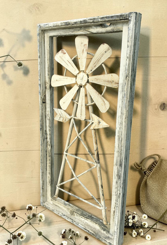 Windows - Rustic Windmill Wall Decor, Farmhouse Window Frame, Country Cottage Accent, B by The Old Grainery (decorative, f...