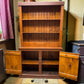 Rustic Step Back Hutch Cabinet, Vintage Farmhouse Cupboard, Pantry, Cabinet