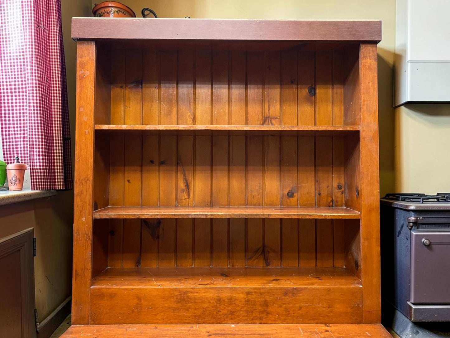Rustic Step Back Hutch Cabinet, Vintage Farmhouse Cupboard, Pantry, Cabinet