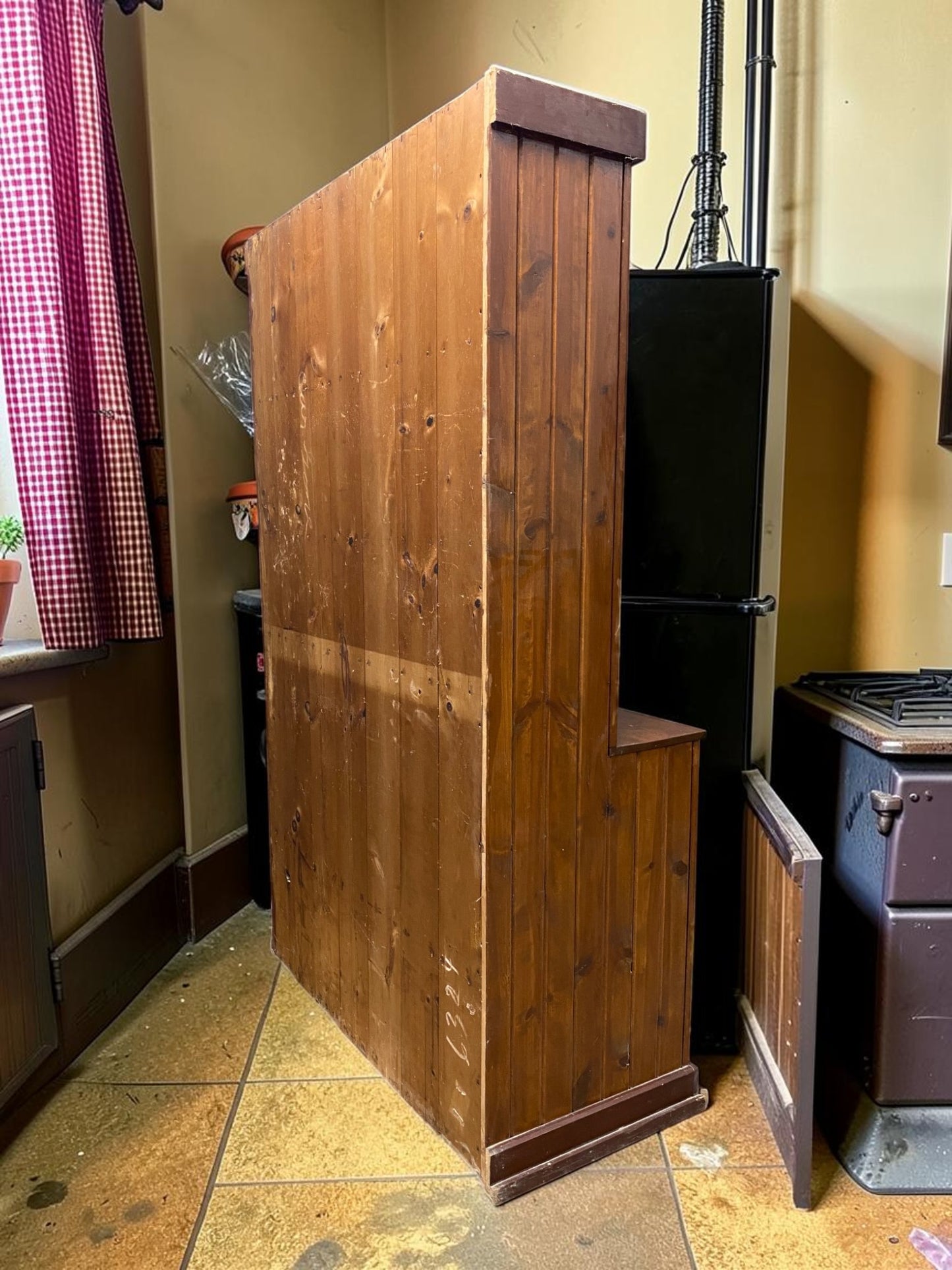 Rustic Step Back Hutch Cabinet, Vintage Farmhouse Cupboard, Pantry, Cabinet