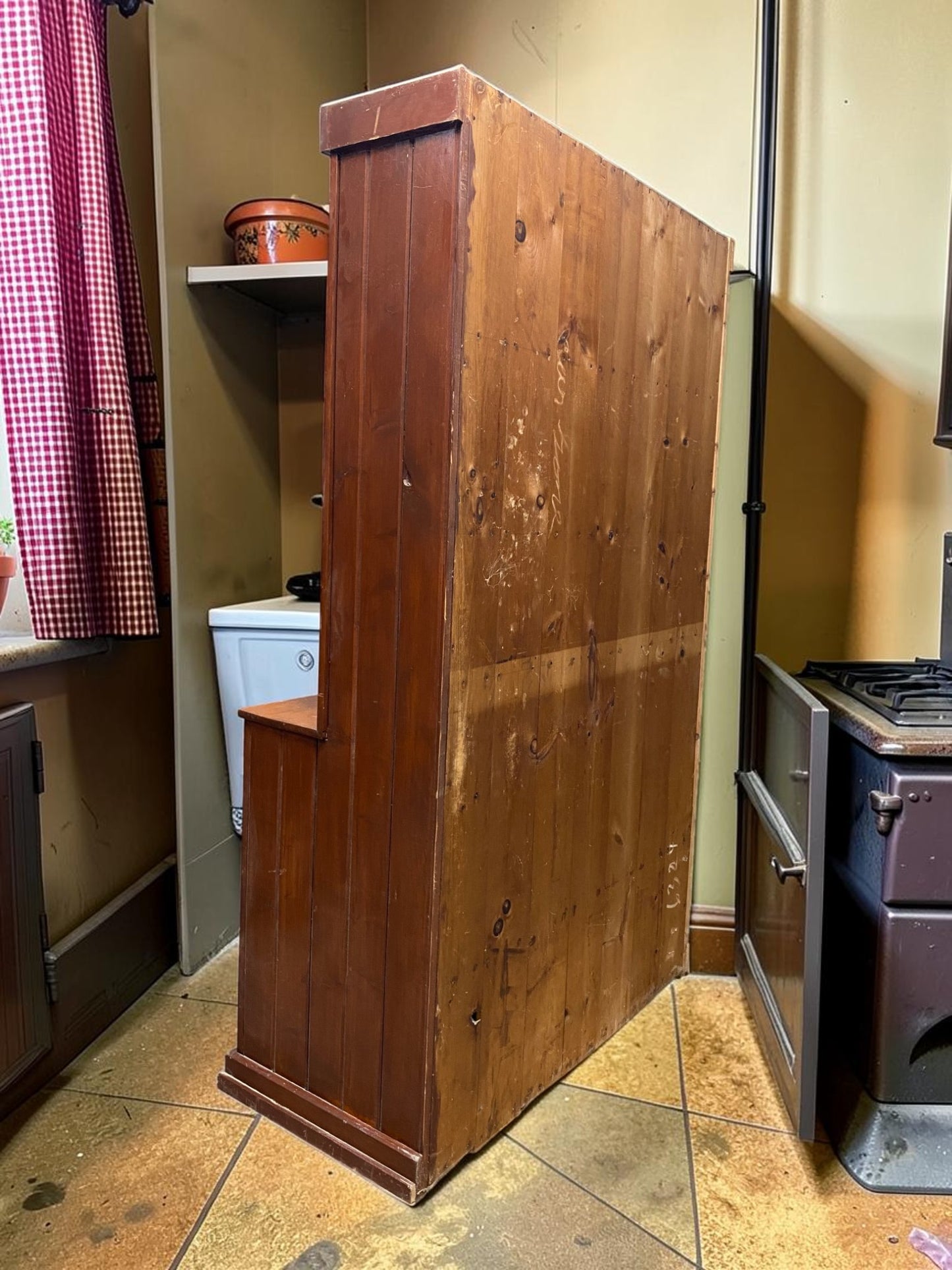 Rustic Step Back Hutch Cabinet, Vintage Farmhouse Cupboard, Pantry, Cabinet