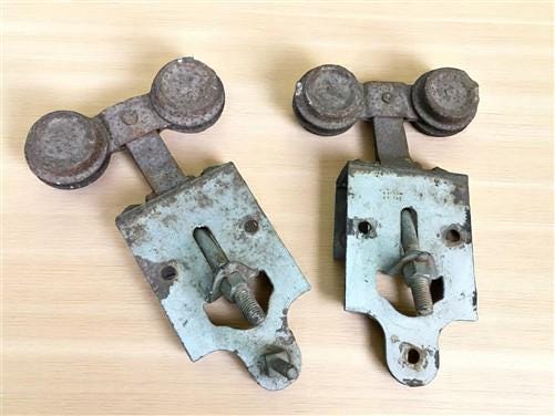 Home & Living > Home Improvement > Hardware - Vintage Pocket Door Hardware, Barn Door Rolling Architectural Salvage A10 by...