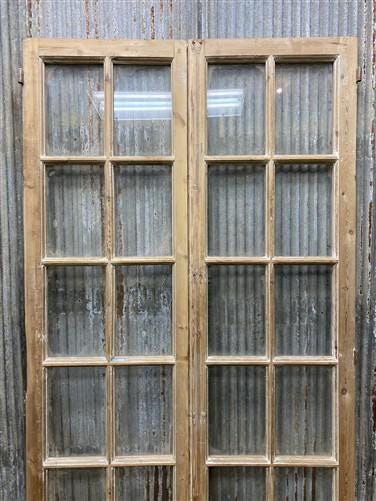 Antique French Double Doors (44x87.5) European Doors, 12 Pane Glass Doors, G164