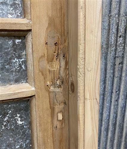 Antique French Single Door(25x83.5) Glass Pane Door with Jamb, Encased Door T22