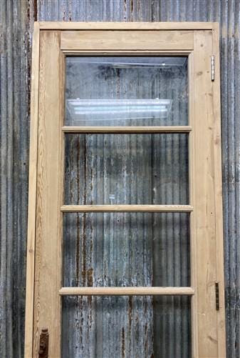 Antique French Single Door (29x94.5) Glass Pane Door with Jamb, Encased Door T51