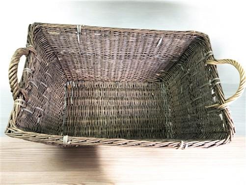 Rectangular Wicker Basket, Vintage German Woven Basket, Storage Organizer C34