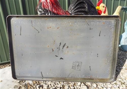 Black & White Porcelain Table Top Panel, Kitchen Cupboard Hoosier Enamel A41