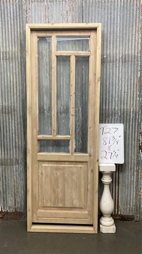 Antique French Single Door (27x81.5) Glass Pane Door with Jamb, Encased Door T27