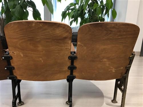 Home & Living > Furniture - 4 Vintage Wood Folding Theater Seats, Auditorium Seats, Entryway Bench, E13 by The Old Grainery