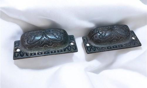 10 Cast Iron Fingertip Drawer Pulls Handles Hardware Dresser Kitchen Rustic A