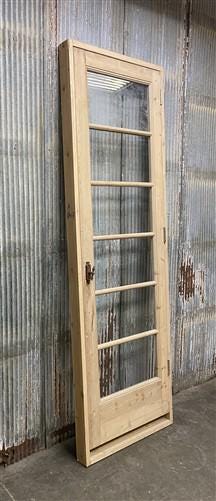 Antique French Single Door (29x94.5) Glass Pane Door with Jamb, Encased Door T51