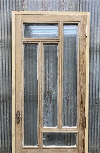Antique French Single Door (27.25x84) Glass Pane Door with Jamb, Encased Door T2
