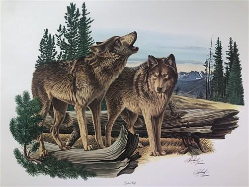 Art & Collectibles > Prints > Lithographs - Richard Timm, Timber Wolf, Signed Print, 28x22 Wade Collection, Plate 34 by Th...