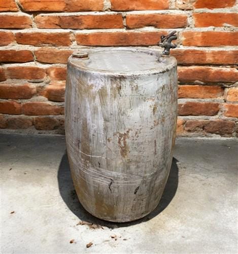Home & Living > Outdoor & Gardening > Plant Stands - Standard Oil Co Drum, Vintage 56 Gal Steel Drum, Metal Barrel, Indust...