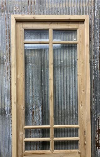 Antique French Single Door (29.5x88) Glass Pane Door with Jamb, Encased Door T24